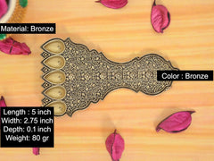 Bronze panchmukhi aarti plate, 5 inch, ornate five diya cups with filigree