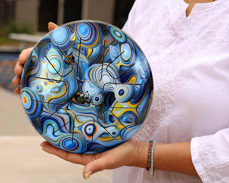 Steel Happy Drum with Rubber Musical Mallet and Travel Bag (Height : 5 inches) (Blue Peacock)