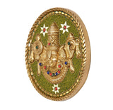 Brass Tirupati Balaji wall plate with detailed gold deity and colorful gem accents