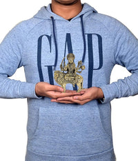 Durga Maa brass statue held in hands, 5 in temple figurine