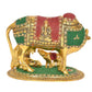 Metal Kamdhenu Cow with Calf and Bal Krishna (Height: 6.5 Inch)
