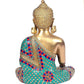 Brass Buddha Statue Stone Work Idol Buddha Religious Statue Height 16 Inch