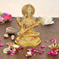 Brass Goddess Saraswati Idol Maa Saraswati Religious Statue Height 7.2 Inch