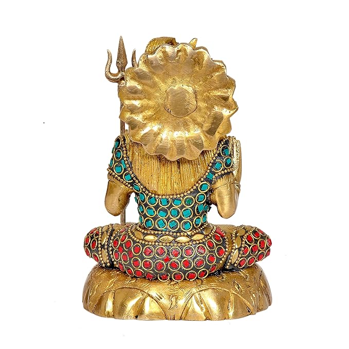 Brass Shiva Statue Idol Murti with Trident for Showpiece | Height : 6 Inches (Multicolor)