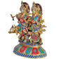 Brass Krishna Radha Cow Statue - Divine Hindu Deity Sculpture for Home Decor and Worship | 18 inch Height