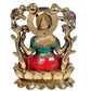 Brass Goddess Lakshmi Sitting On Lotus Idol Statue for Pooja Office Prosperity Wealth Home Warming Showpiece Multicolour Height 11.5 Inches