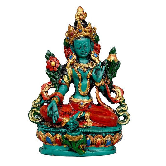 Tibetan Buddhist Green Tara Resin Statue Mother Goddess 5 Tall