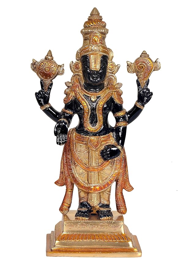 Brass Tirupati Balaji Statue Idol for Home Decor Showpiece | Height : 11 inches