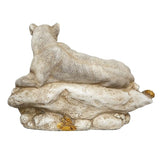 Polyresin Lion Family showpiece: side view of reclining lioness with cubs