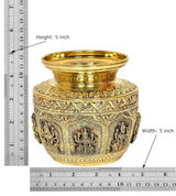 Messing Kalash Lota, 5 Zoll Höhe und 5 Zoll Breite, Ashtalakshmi-Relief