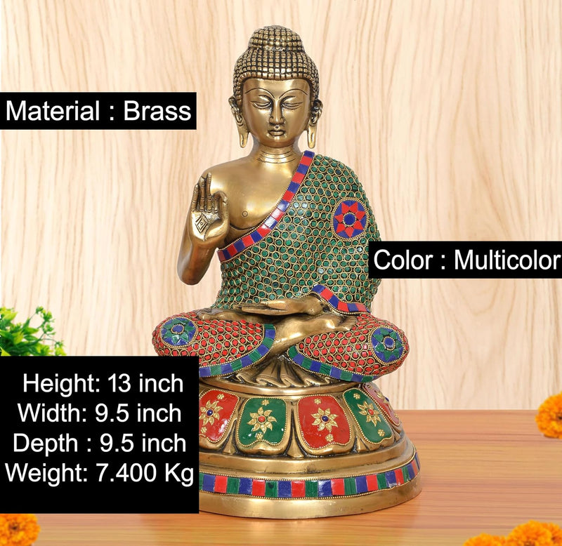 Brass Abhaya Mudra Buddha Idol (Height 15 Inch)