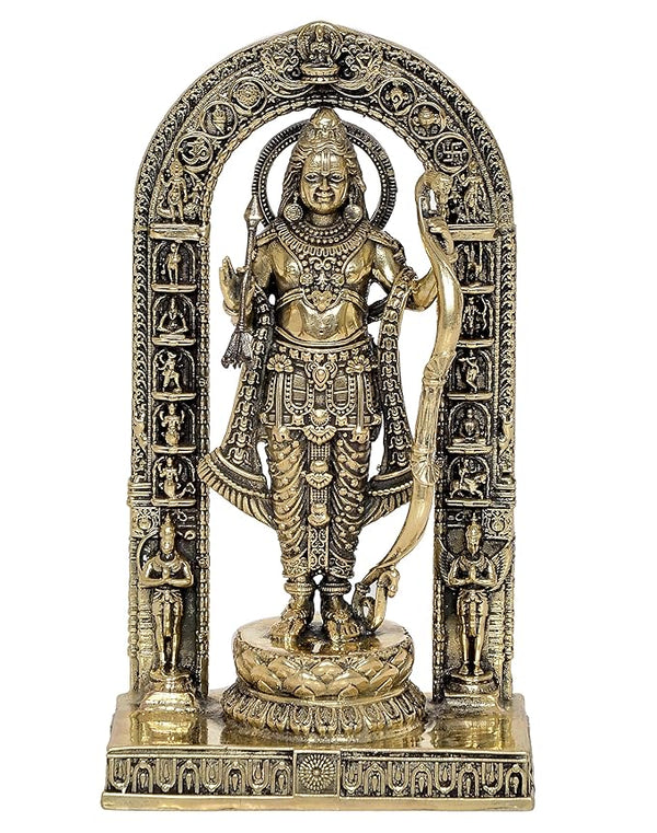 Fine Brass Ram ji ki Murti Ram Lalla Statue in Ayodhya Mandir for Home and Office Decor (Height 6 inch) Entryway Setting