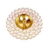 Gold brass lotus-shaped oil deepam with raised bowl and clear crystal ring border