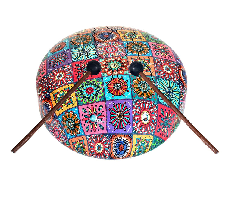 Steel Happy Drum with Rubber Musical Mallet and Travel Bag (Height : 5 inches) MultiColour