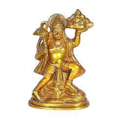 Mahabali Hanuman ji Murti with Sanjivani parvat Statue Idol in Brass Height : 6.5 inch