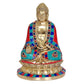 Large Buddha Lotus Sitting Statue Buddhist Sculpture Multicolor in Brass (Height: 8 Inches)