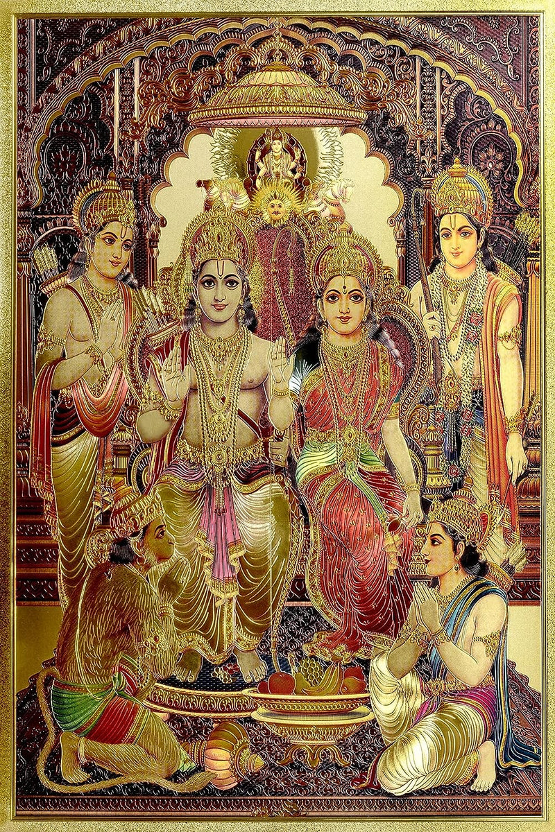 Ram Darbar Wall Poster Foil Plated | Length 18 Inch Width 12 Inch | multicolor