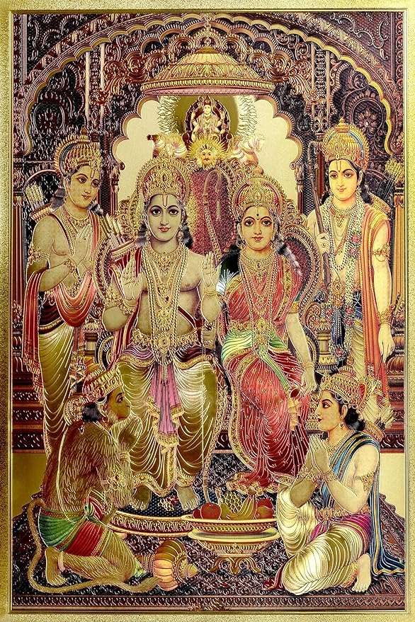 Ram Darbar Wall Poster Foil Plated Length 12 Inch Width 8 Inch