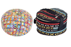 Steel happy drum with travel bag, yellow multicolor pattern and black case