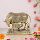 Brass Kamdhenu Cow with Calf for Home Decor Pooja Mandir Pooja Temple Office Decorative Showpiece Statue (Height: 8 Inch)