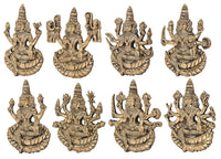 Brass Ashtalakshmi wall hanging set of 8, front-facing goddess reliefs in rows