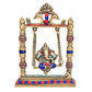 Brass Lord Ganesha On Swing Decorative Showpiece Idol Blue & Red - (Brass, Height 10.25")