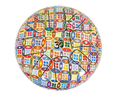 Steel happy drum, yellow multicolor geometric pattern with vertical slits