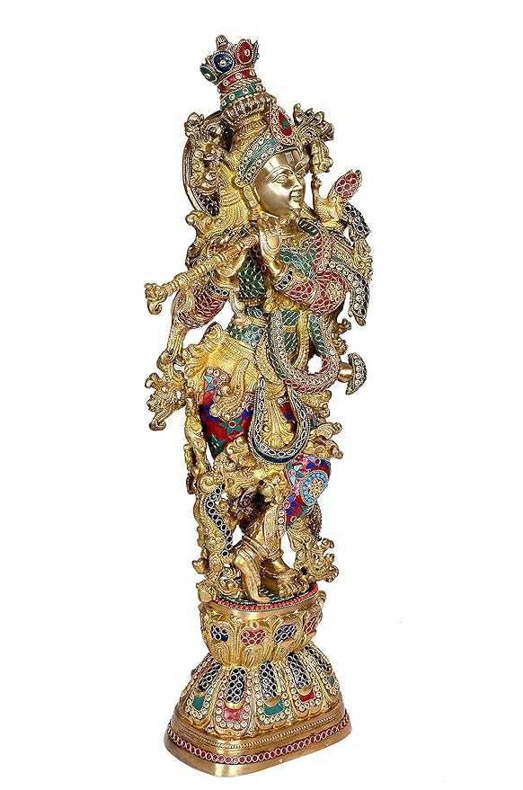 Brass Krishna Big Size Idol Statue Sculpture Height 29 inches