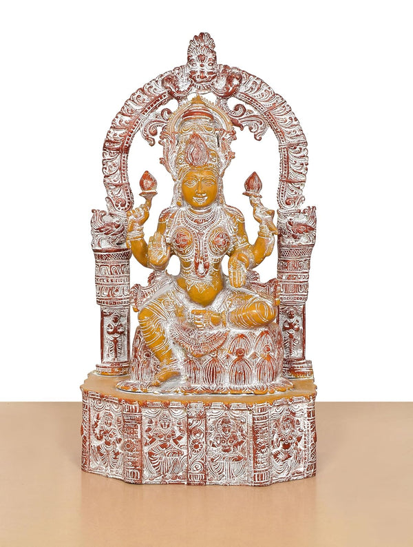 Brass Lakshmi Idol Laxmi Sitting Statue for The Puja Temple at Home Decor Office (Height: 20 Inch) Study Setting