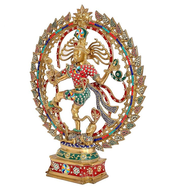 Brass Natraj Lord Shiva Dancing Natraj Brassl Idol Statues Multicolor (Height: 24 inch) Study Setting