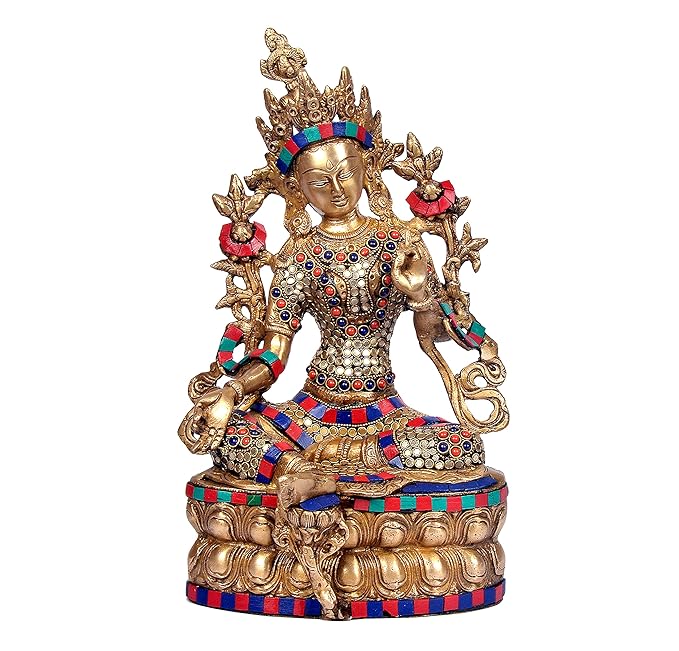 Large Tara Devi Statue Brass Tibetan Goddess Religious Statue Height 14 Inches