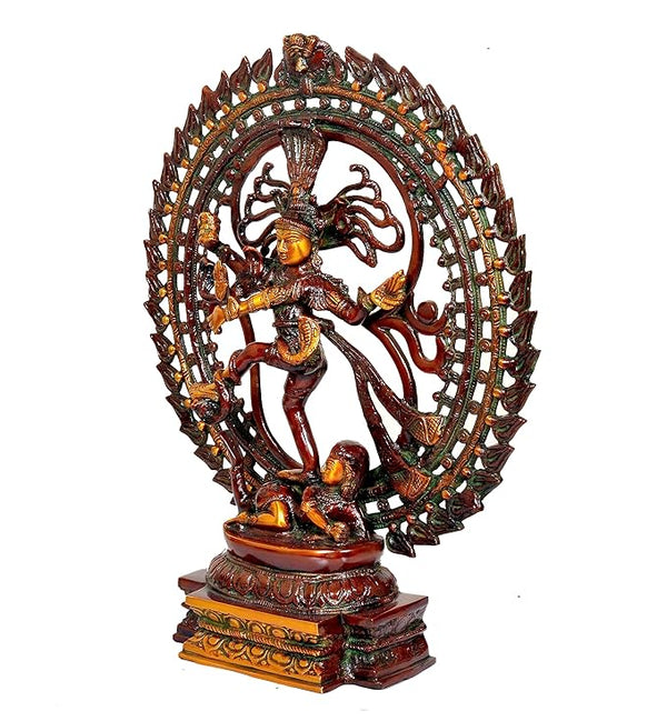 Brass Nataraja Natraj Shiv Murti in OM (AUM) - Brass Sculpture Height 20 inch Study Setting