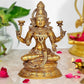 Brass Lakshmi Statue Idol On Base for Home Decor Temple | Height : 10.5 Inches (Lakshmi, 1)