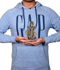Durga Maa brass 5 inch statue held in hands, lion base visible