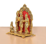 Ram Darbar statue side view: three standing figures with small seated figure at base