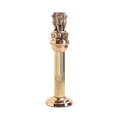 Premium Brass Ashoka Stambh (Ashoka Pillar) Showpiece for Office and Institutional Décor (Height: 13.5 Inches)