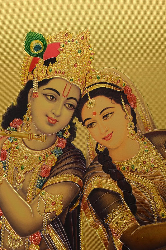 Radha Krishna wall Poster | Goldfoil | (30 cm x  45 cm)