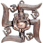 Lord Ganesha on Swastik Metal Wall Hanging Wall Decor Swastik Decorative Showpiece Brown Height 11 Inches