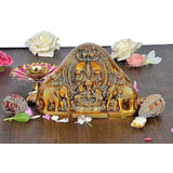 Brass Lakshmi idol with two elephant figures, tabletop height 4.5 inch