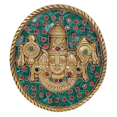 Brass Tirupati Balaji Plate Wall Hanging (Height: 7 inches)