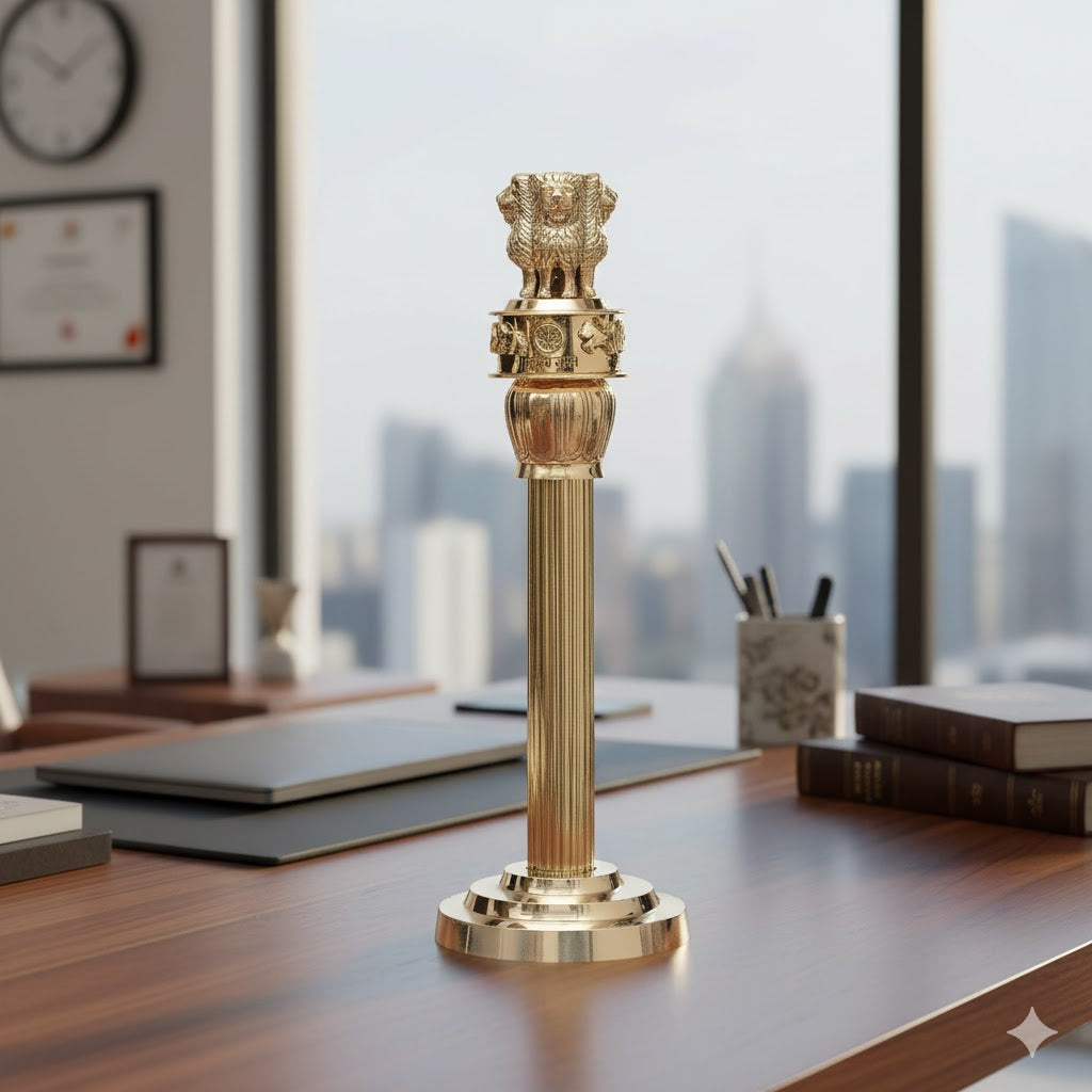 AONA Brass Ashoka pillar for Table top, Office desk