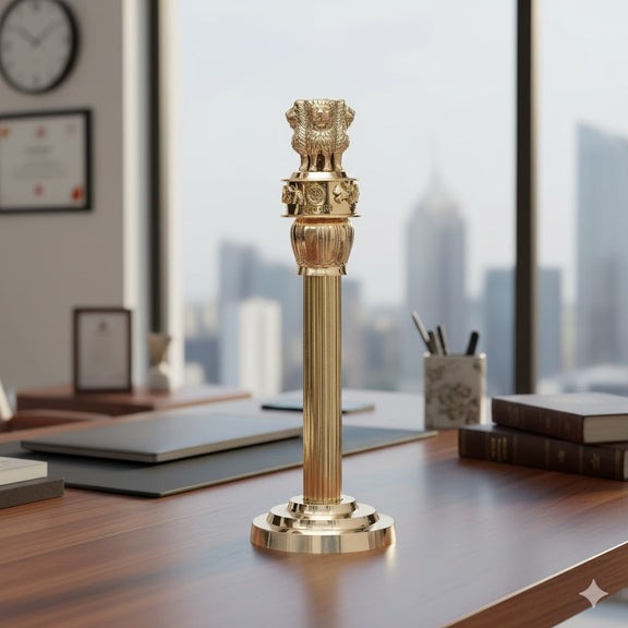 AONA Brass Ashoka pillar for Table top, Office desk