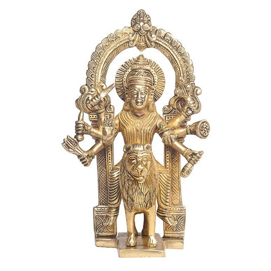 Brass Harsiddhi Maa On Base Murti (Height: 9 Inches)