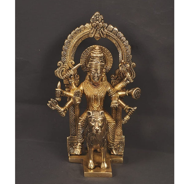 Brass Harsiddhi Maa On Base Murti (Height: 9 Inches)