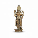 Brass standing deity idol, back view with crown and draped lower garment