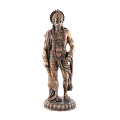 Bonded bronze Hanuman idol, 27 cm tall, seated with decorated ornaments and crown
