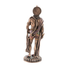 Bonded bronze Hanuman idol, back angle, detailed sculpted drapery and jewelry