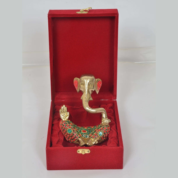 Brass Modern Ganesha with Velvet Box a Beautiful Gift