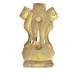 Back view of brass Ashoka Stambh wall hanging, embossed lion figure and base
