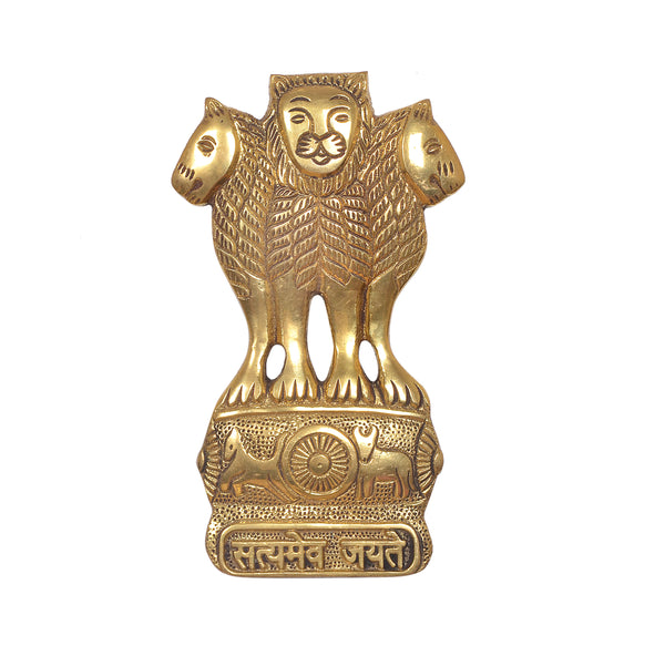 Brass Ashoka Stambh Wall Hanging (Height: 8 Inches) Study Setting